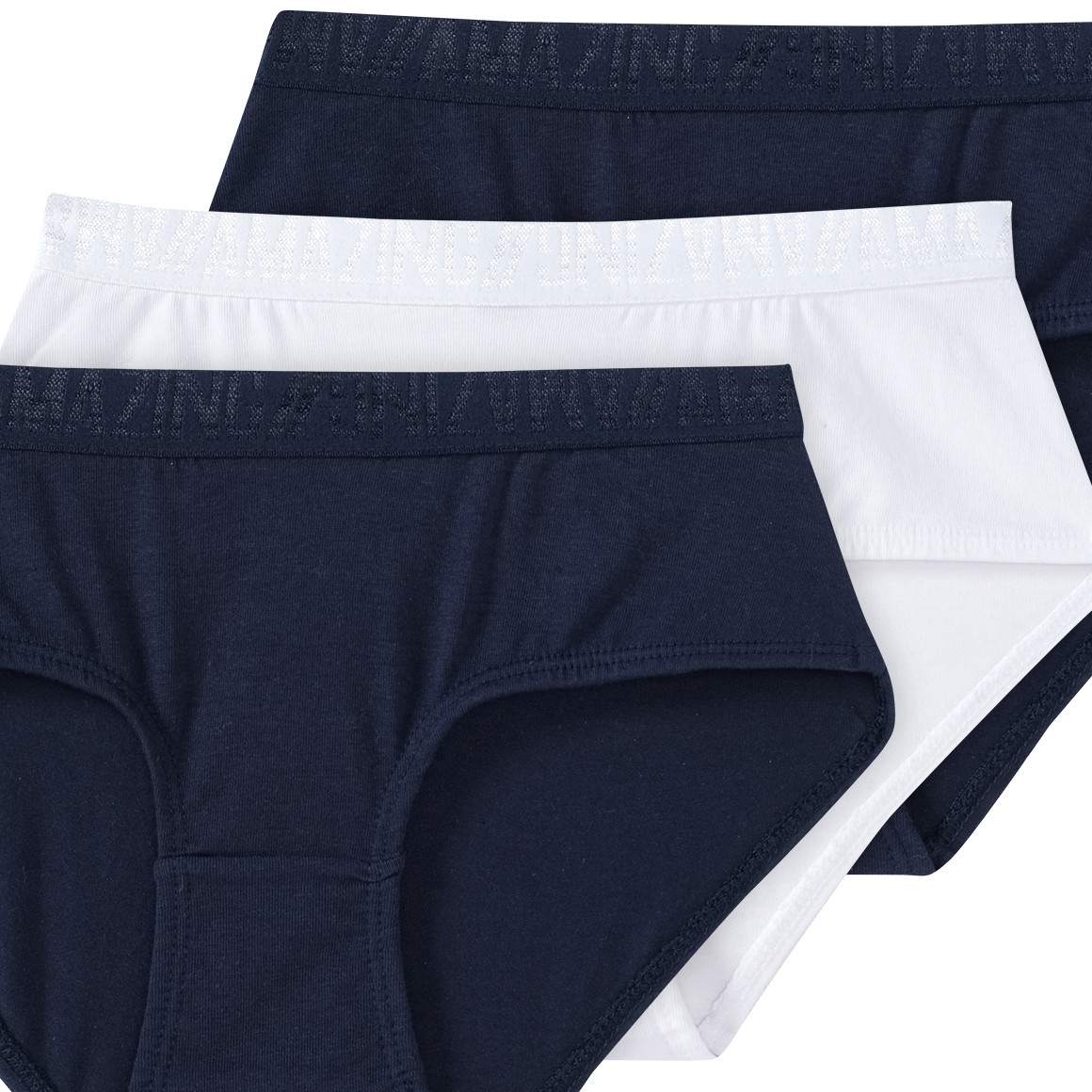 Yigga 3 Mädchen Pantys unifarben dunkelblau / weiss