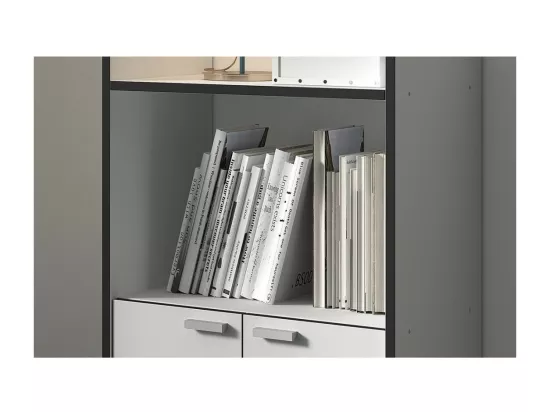 Desserte de cuisine collection GIN design blanc et gris. Hauteur 95cm. Idéal pour une cuisine modulaire