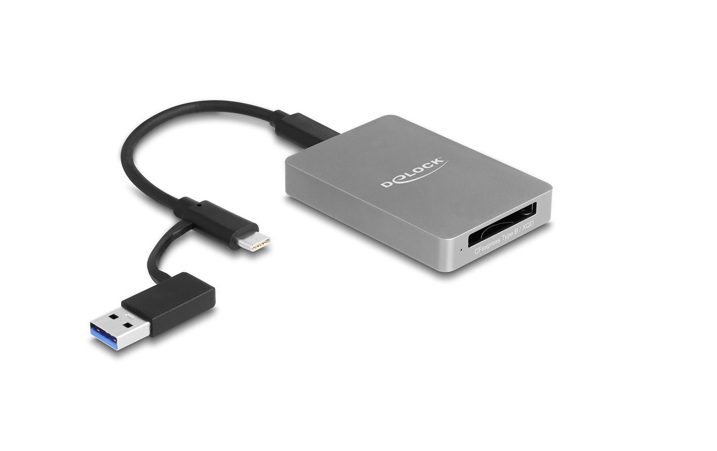 Card Reader Extern Card Reader Extern 91008 USB Typ-CDelock USB Type-C Card Reader im Aluminium Gehäuse für CFexpress oder XQD Speicherkarten