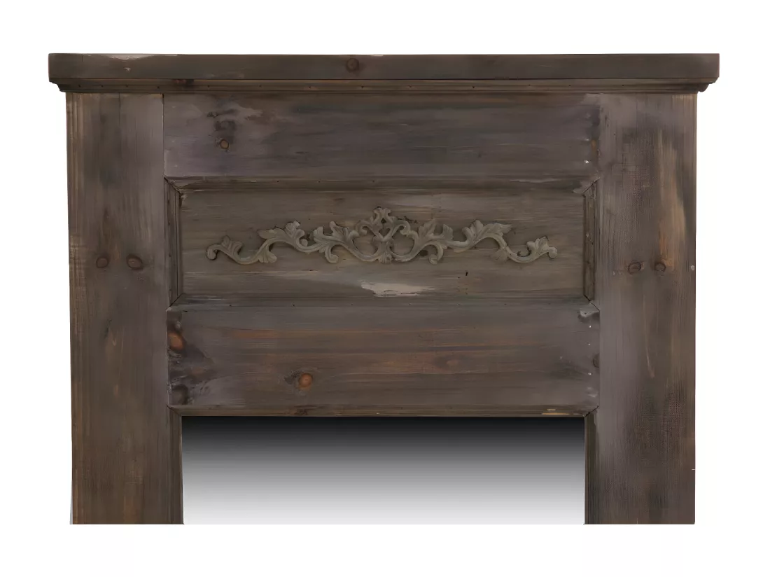 Grand miroir ancien rectangulaire vertical Bois Marron - Décoration d'Autrefois