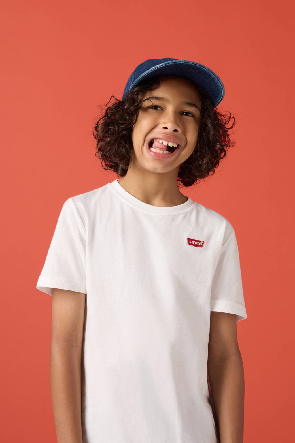 Levi's basic T-shirt Batwing chest met logo wit