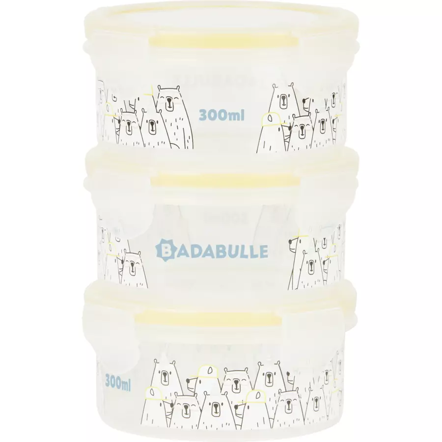 Badabulle Aufbewahrungsbehälter Maxibox 3er Pack Happy Bear