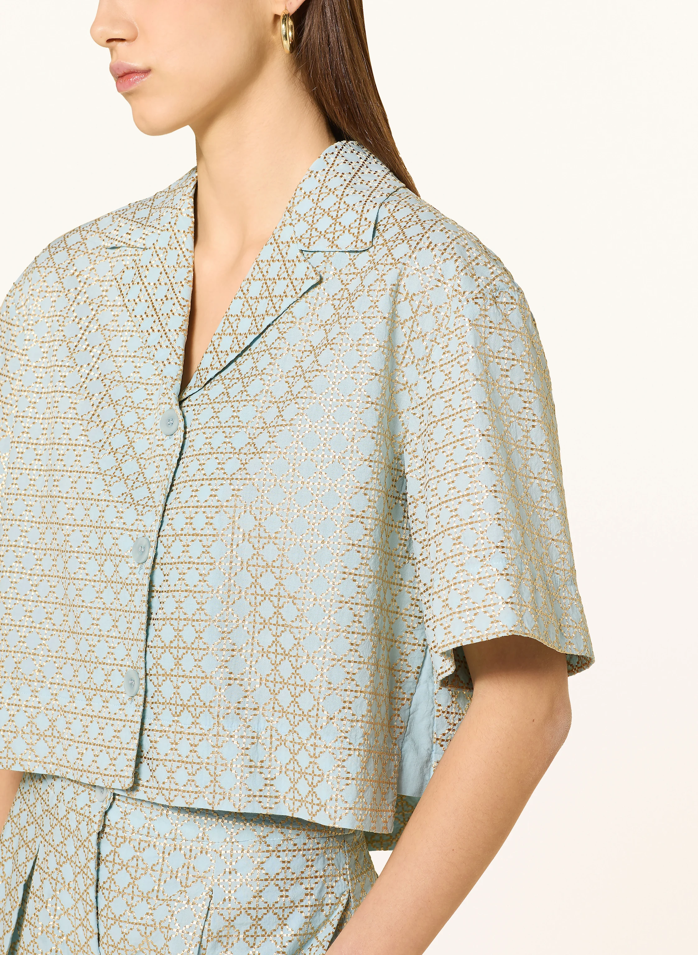 Greek Archaic Kori Cropped-Bluse CROSS mit Glitzergarn
