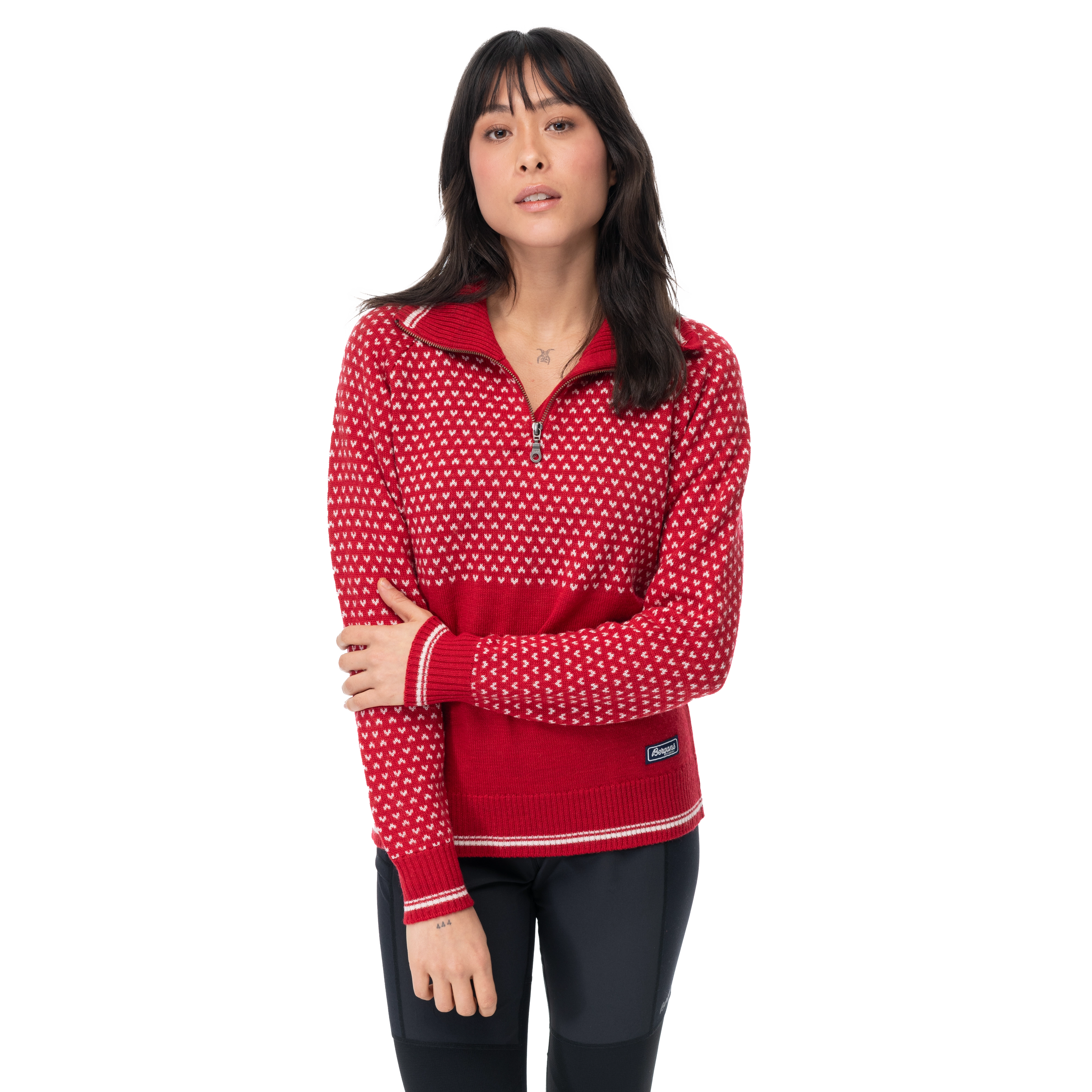 Alvdal Wool W Half Zip Red / Vanilla White