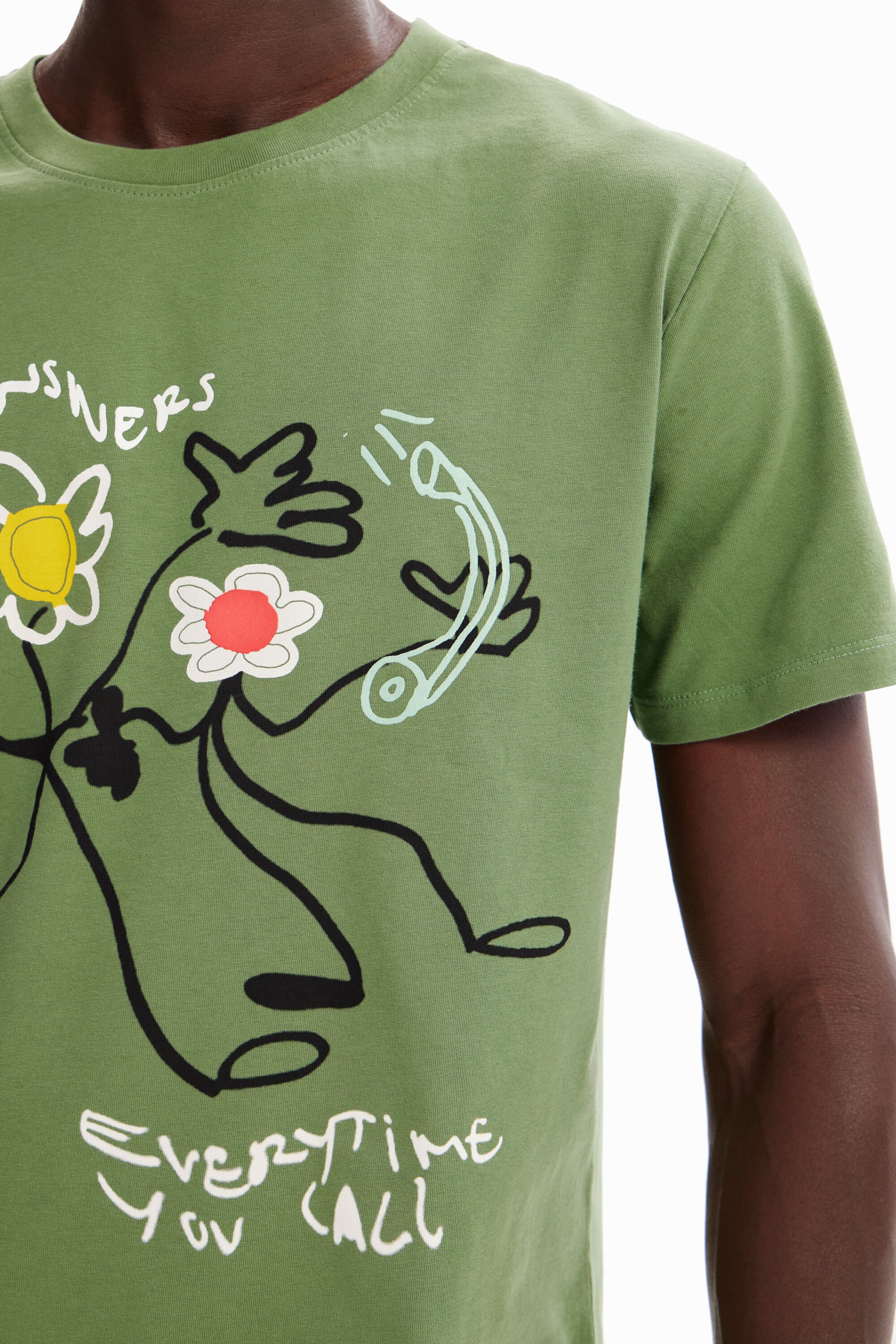T-shirt kaki fleurs