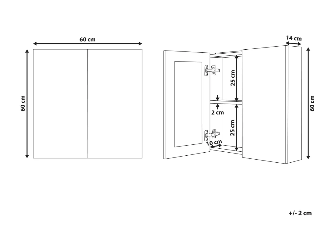 Armoire de toilette murale NAVARRA 60 cm 60 cm Blanc