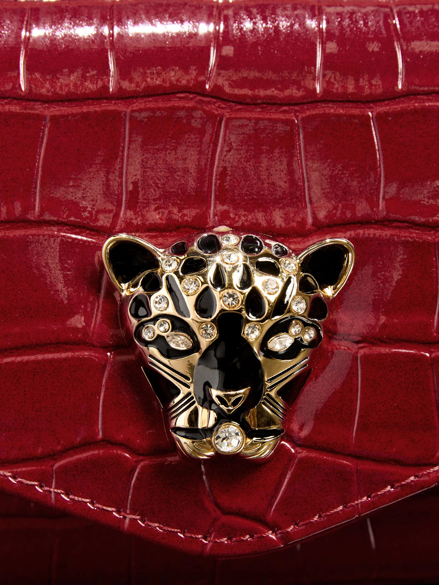 Rood met krokodillenleereffect - Lipsy Clutch Bag