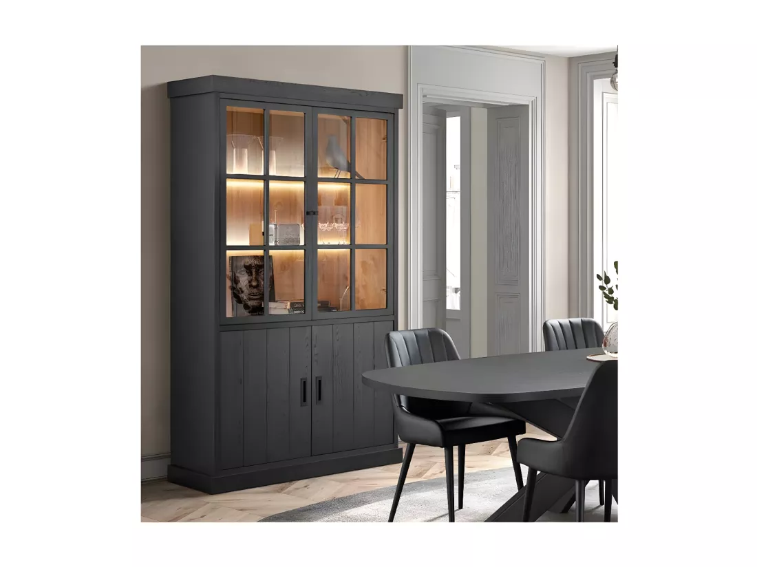Argentier 4 portes à Led Bois Noir - UNYS