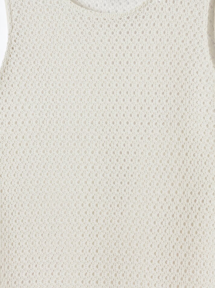 Vestido midi de malha - Branco-creme