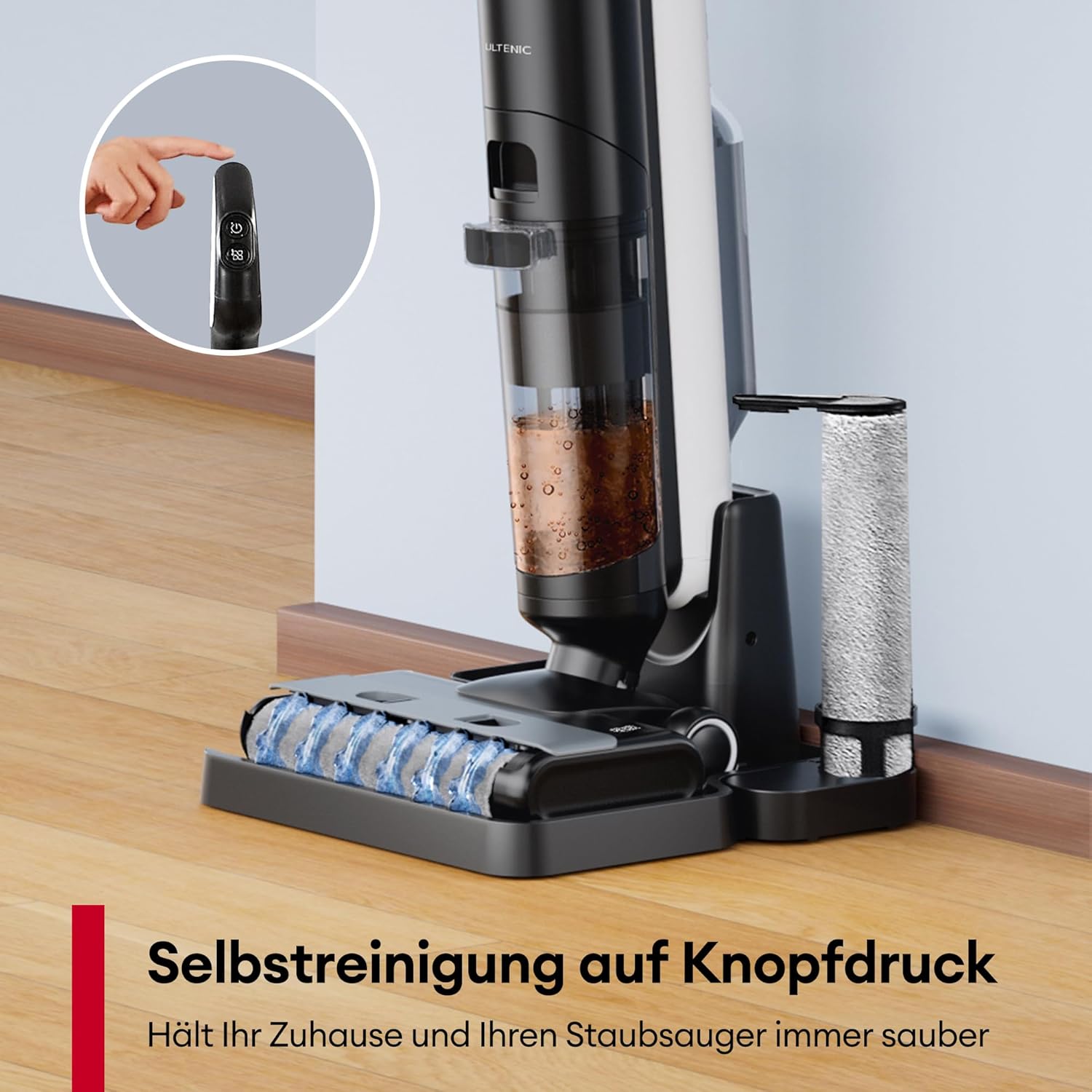 Ultenic AC1 Elite Nass-Trockensauger kabelloser Staubsauger mit Wischfunktion, 3 in 1, 50 Min., intelligente Schmutzerkennung, 14.000 Pa Saugkraft, Selbstreinigung, 1,15 L, doppelter Tank, LED-Display
