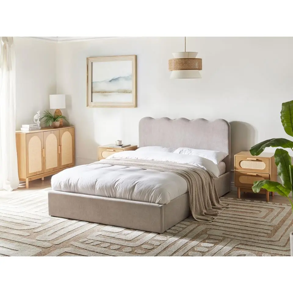 NANTERRE - Bed met opbergruimte - Beige - 140 x 200 cm - Stof