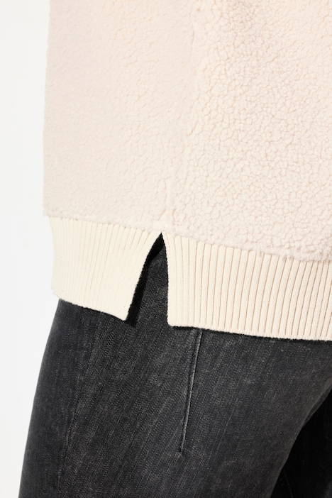 Troyer, Teddyfleece, Stehkragen, Zipper, Langarm