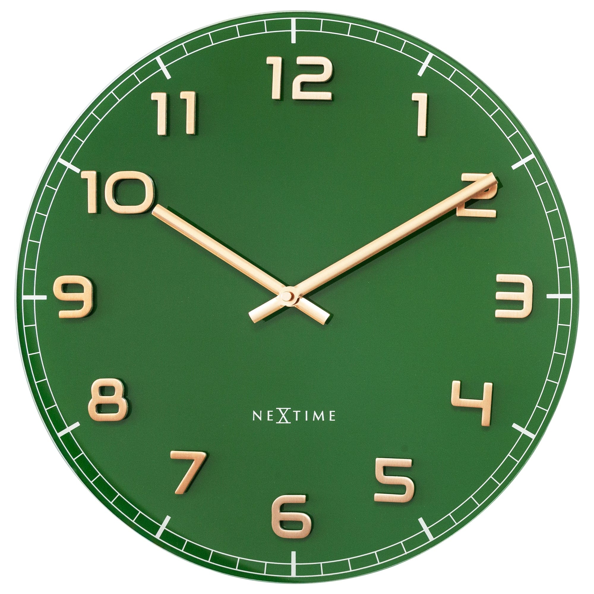 NeXtime - Wandklok 40cm-Stil-Groen-Glas|Aluminium-NeXtime 