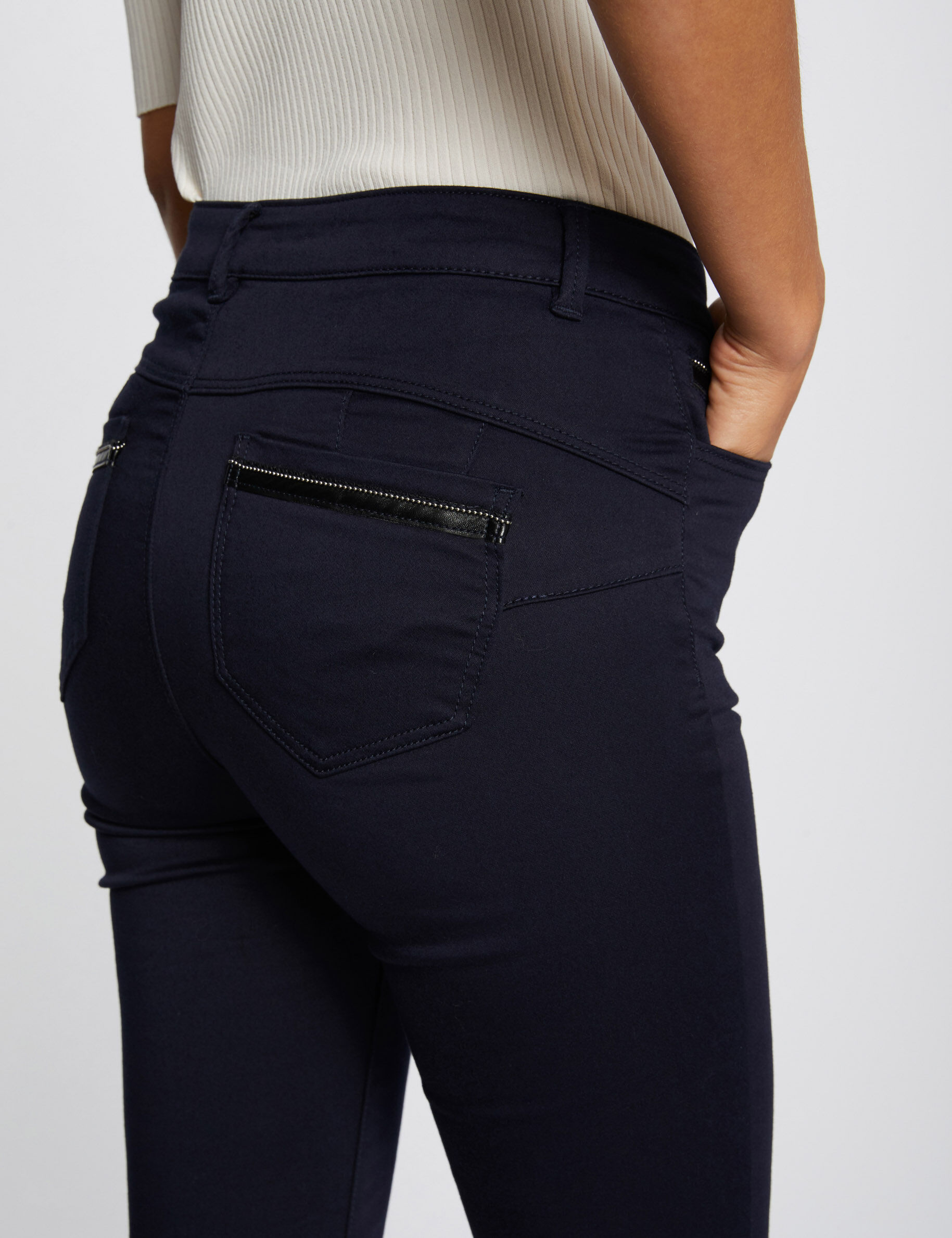Pantalon slim taille standard marine femme - marine