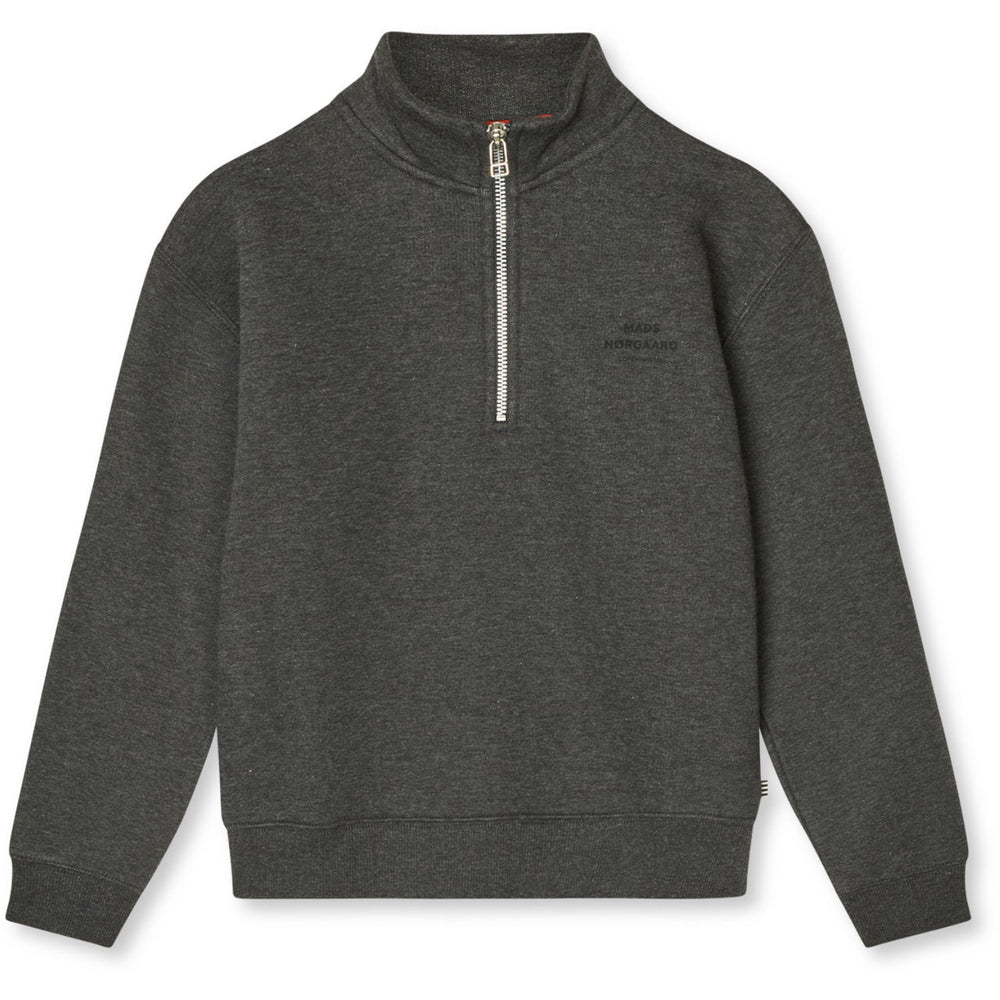 Køb Mads Nørgaard Charcoal Melange Mix Sweat Crewie Half Zip Sweatshirt