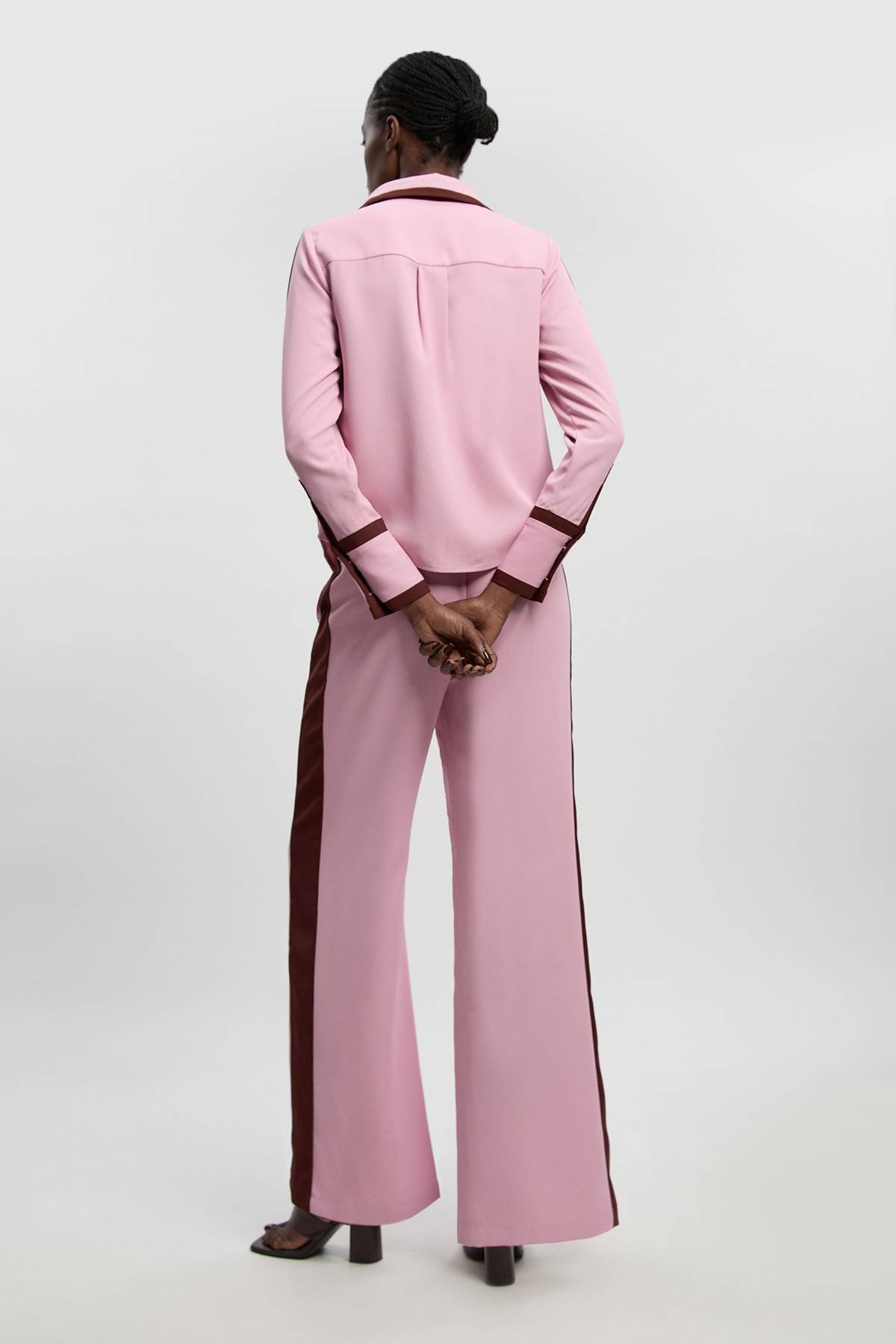 KarenMillen Pantalon Large en Sergé Contrasté Tissé