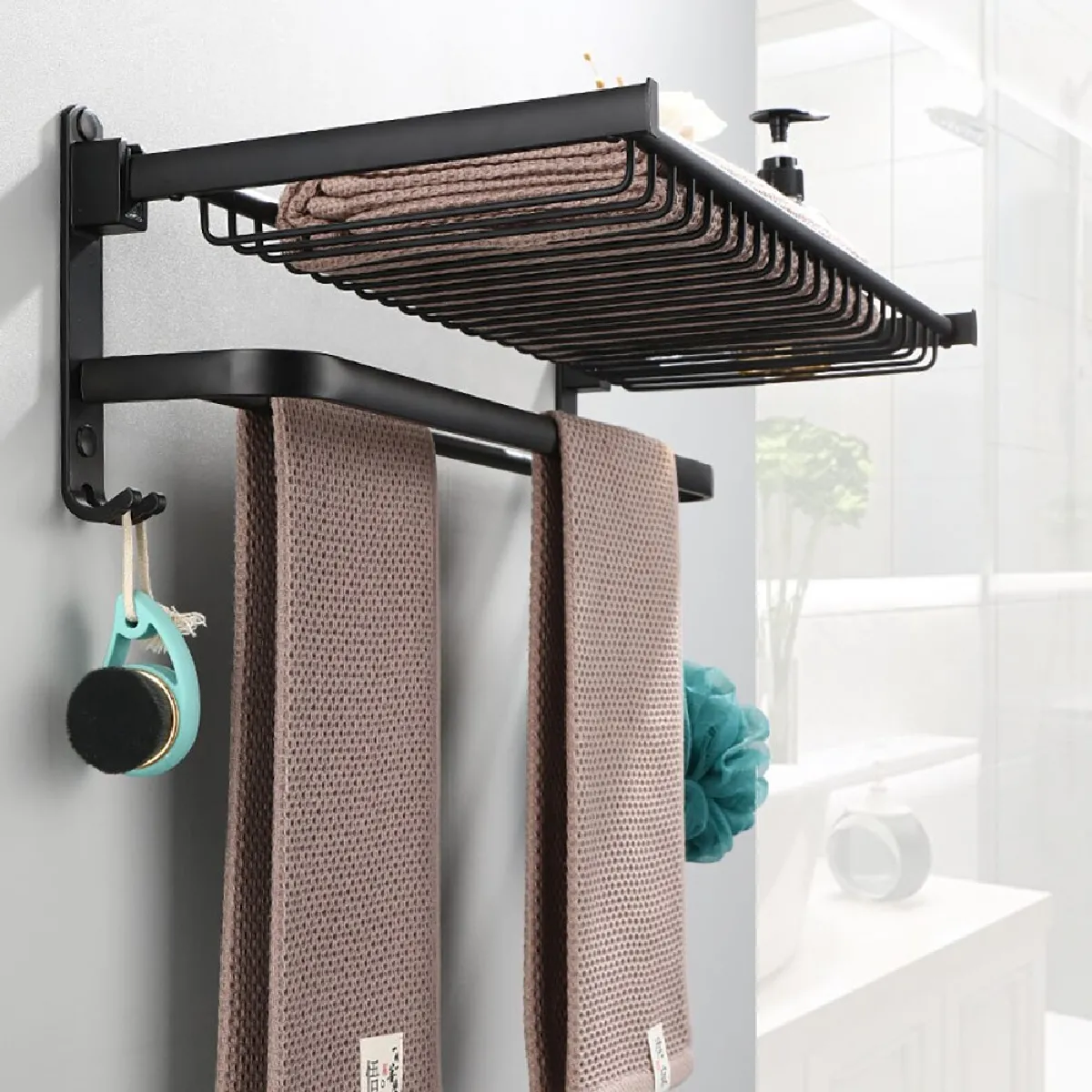 Porte-serviettes aluminium noir Universal - Pliante