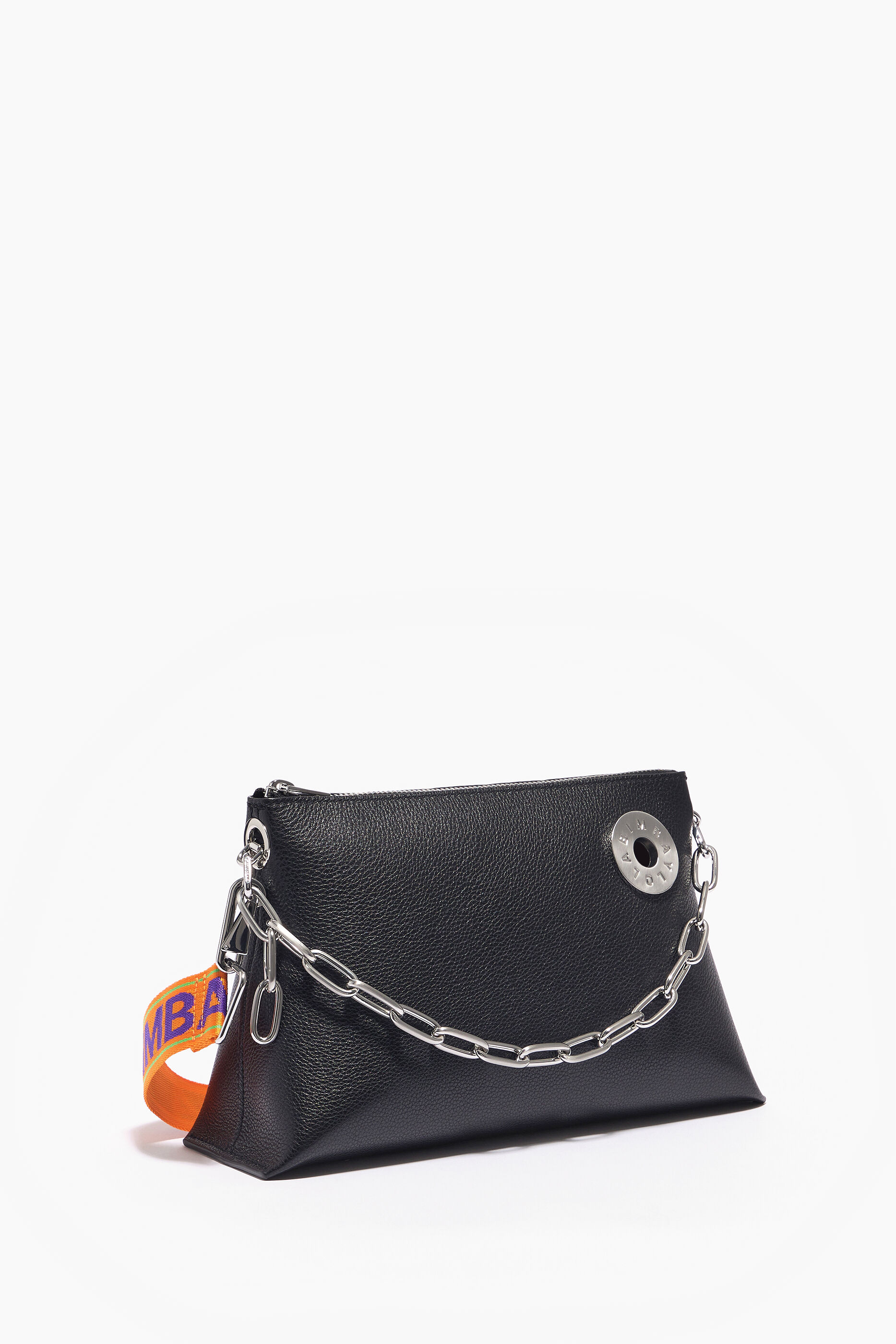 Bolsa trapezoidal M em couro preto