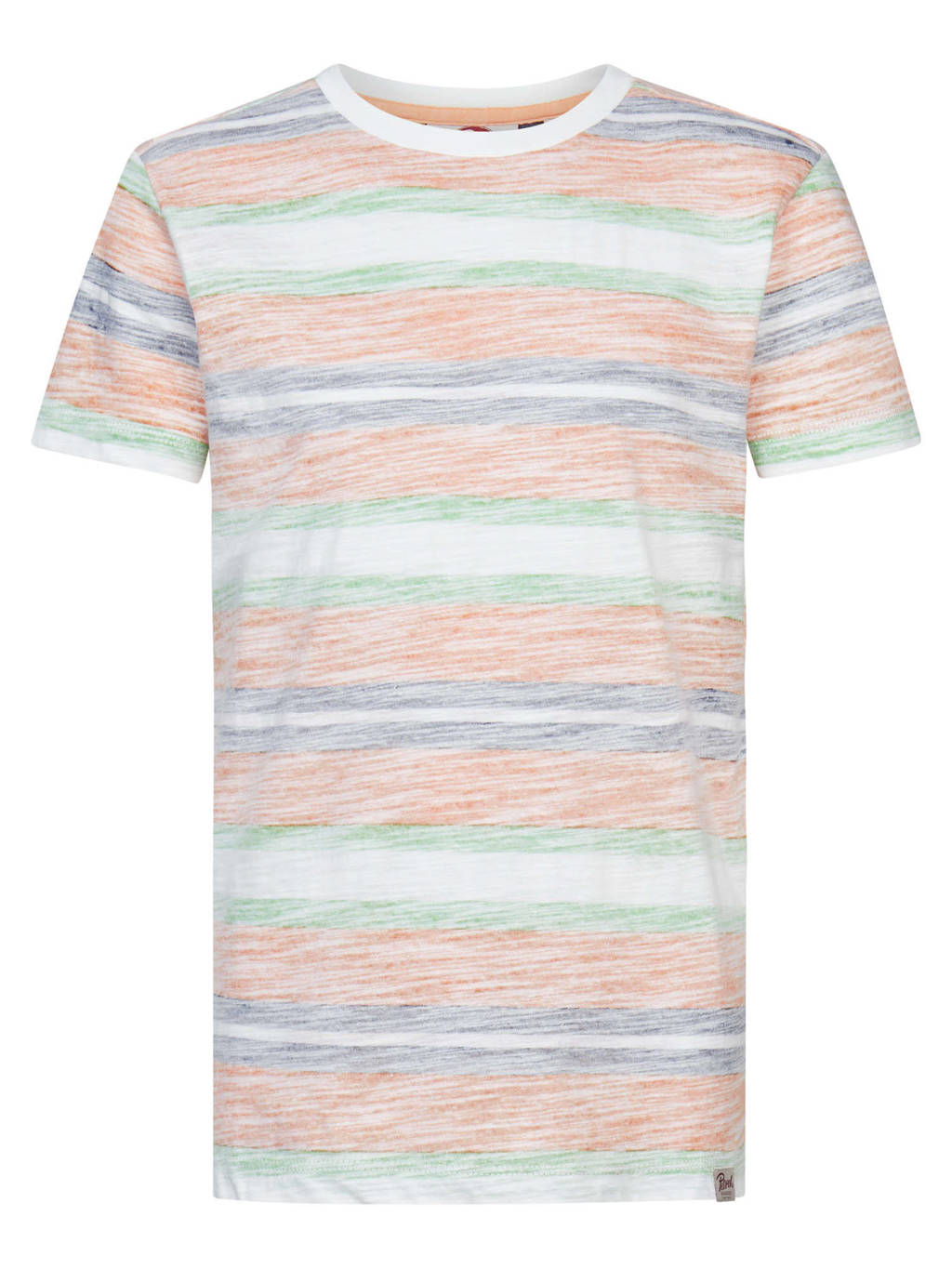 Petrol Industries gestreept T-shirt licht oranje/groenwit