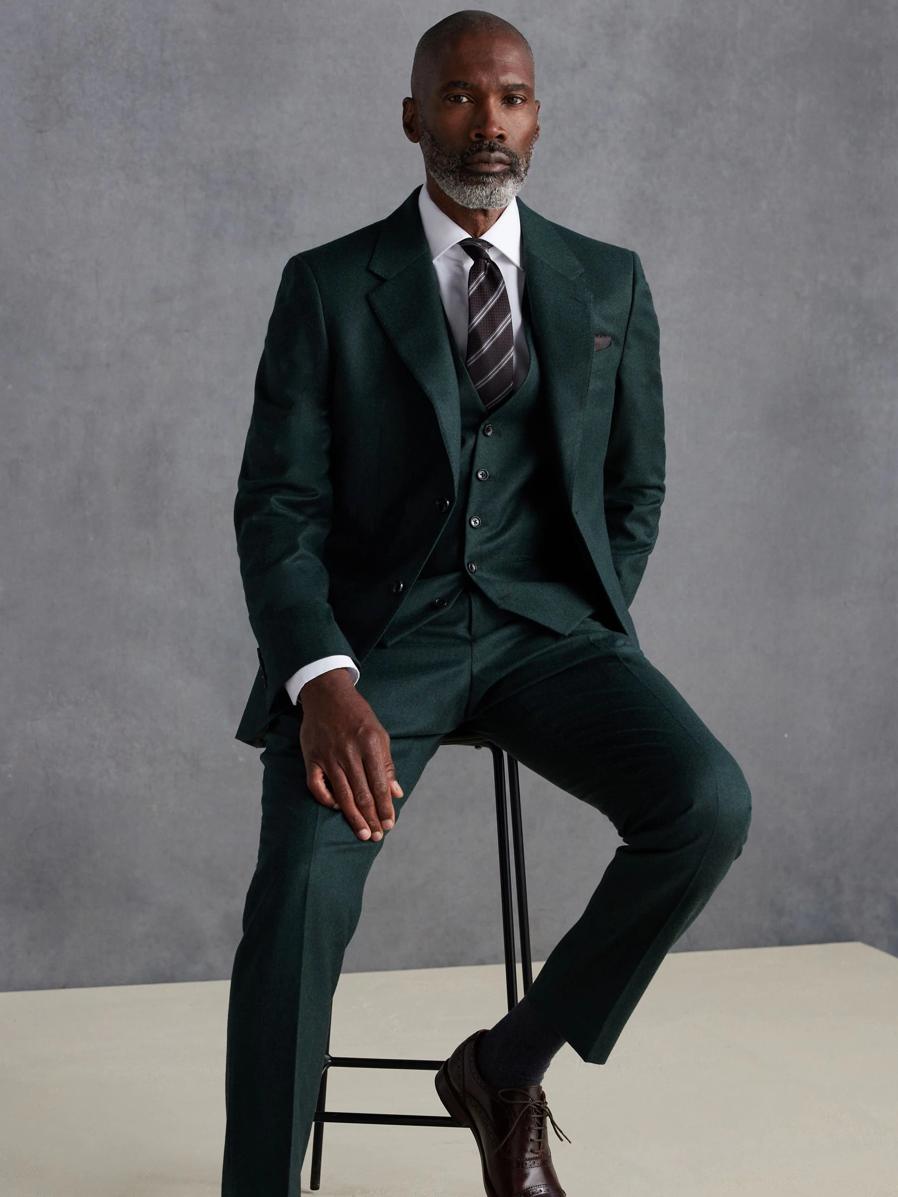Groen - Slim Fit - Signature Zignone Italian Wool Cashmere Blend Flannel Suit Jacket