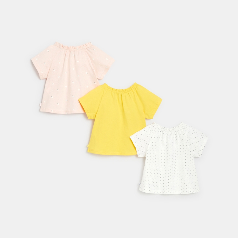T-shirt col élastiqué jaune bébé fille