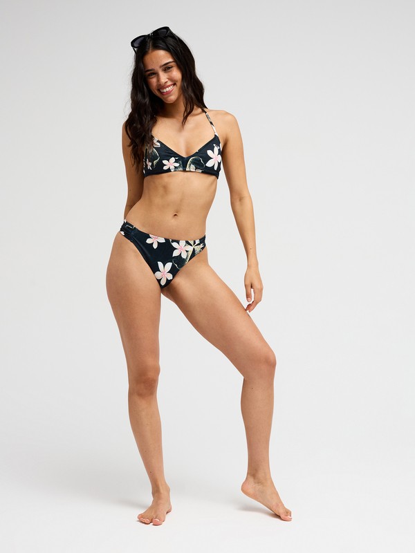 Printed Essentials Moderate Bas de bikini classique Noir Femme