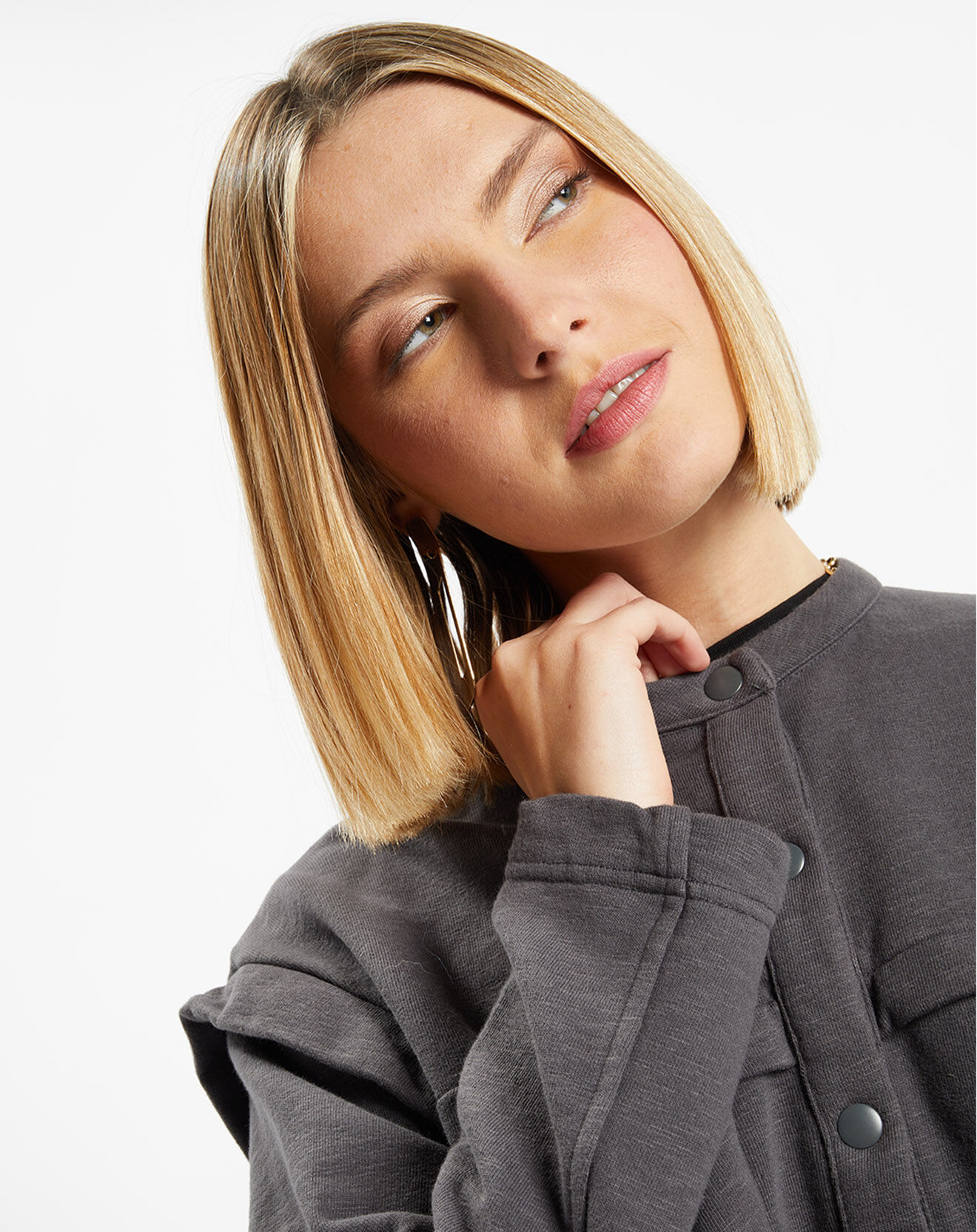 Galeries Lafayette Veste courte en Coton Léonor gris foncé