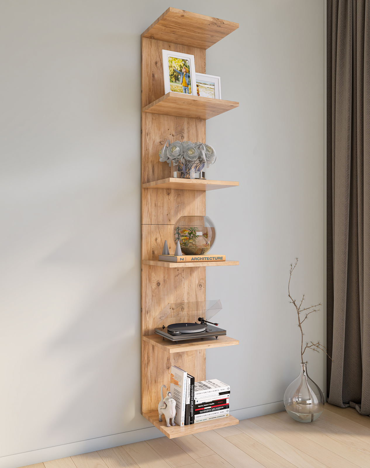 Wandregal LAZAS - Honig Eiche - 35 cm