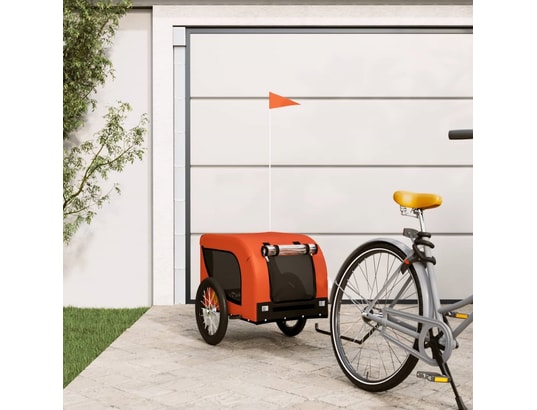VIDAXL - Remorque de vélo pour chien orange et noir tissu oxford et f...