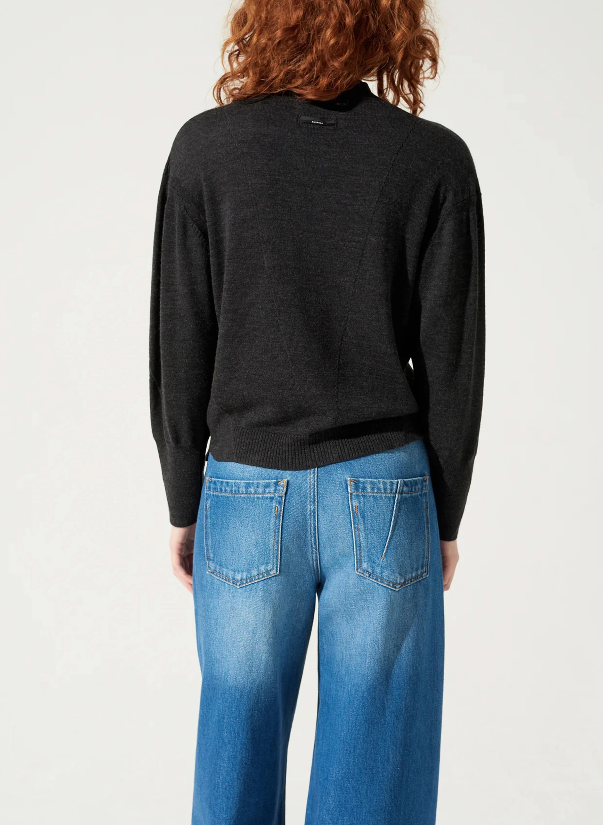 Gilet oversize col montant en laine | Noir