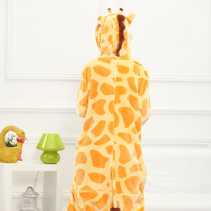 (165-170cm) Fasnachts Erwachsenen Kostüm Plüsch Giraffe Pyjama Overall Verkleidung für Motto Partys - Orange / Weiss