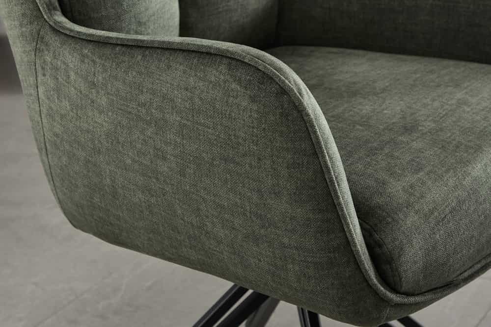 Drehbarer Design Stuhl PROMETHEUS moosgrün Vogue Velours Samt Taschenfederkern Metall