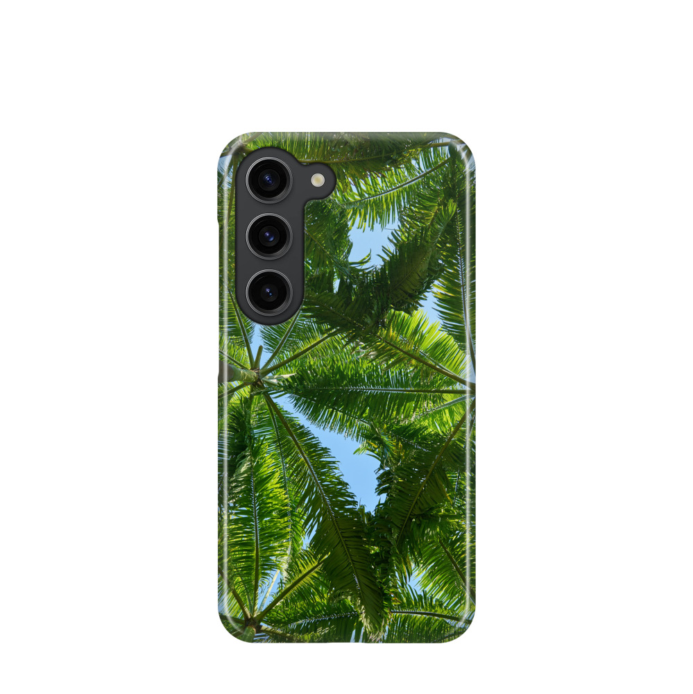 Samsung Galaxy S23 5G Kunststoff Hülle Palmen Dach - Grün