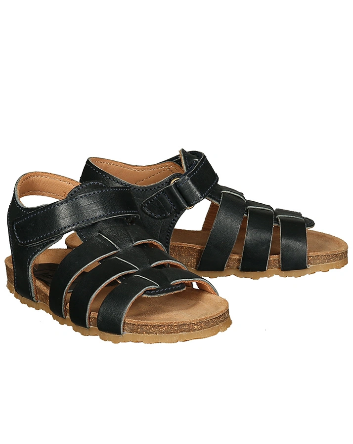 Leder-Sandalen AKSEL mit Klett in navy