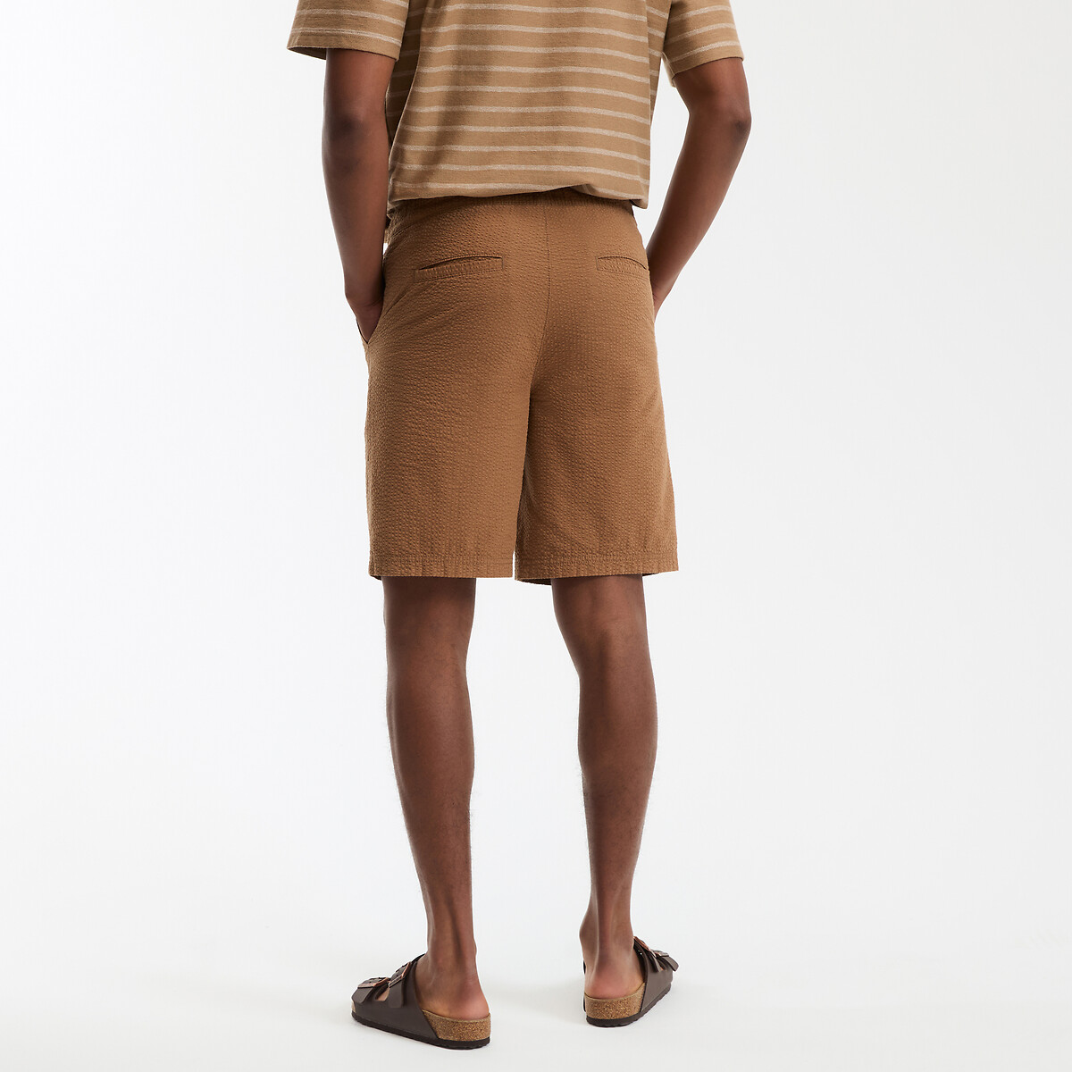 COLEÇÃO LA REDOUTE<br>Bermudas de algodão listrado com cós elástico