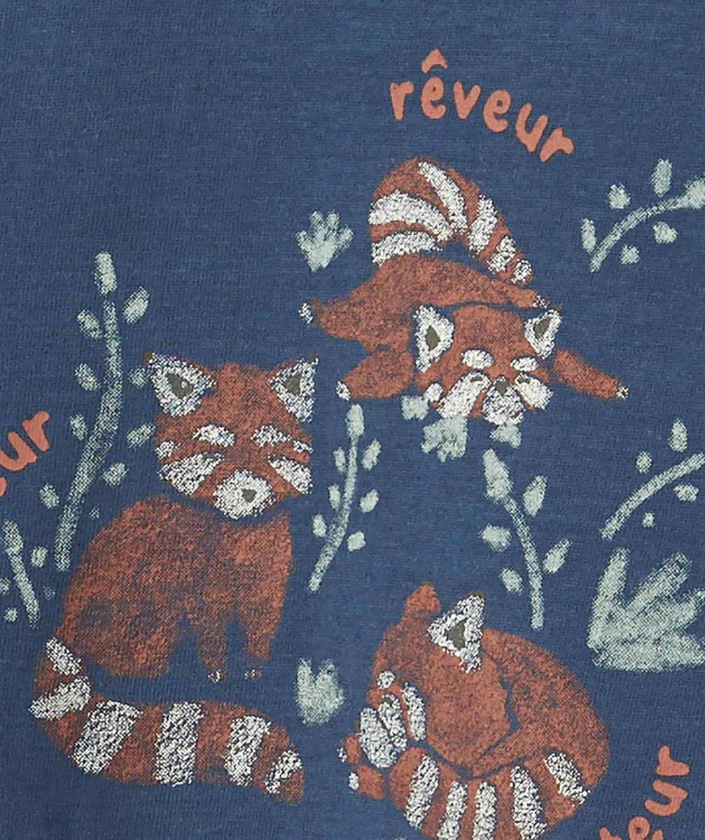LE T-SHIRT BLEU MARINE EN FIBRES RECYCLÉES AVEC FLOCAGE RENARD