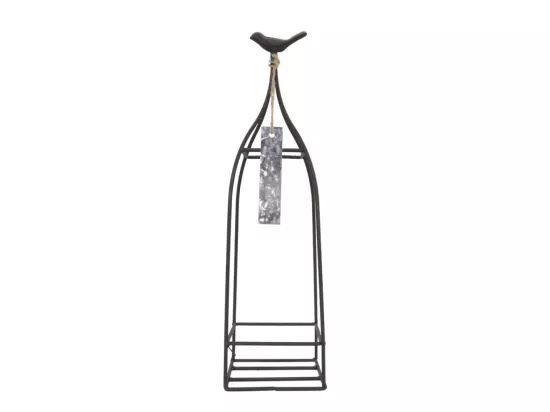 Jardinière extérieure pot fleurs jardin métal gris 10x10x37cm