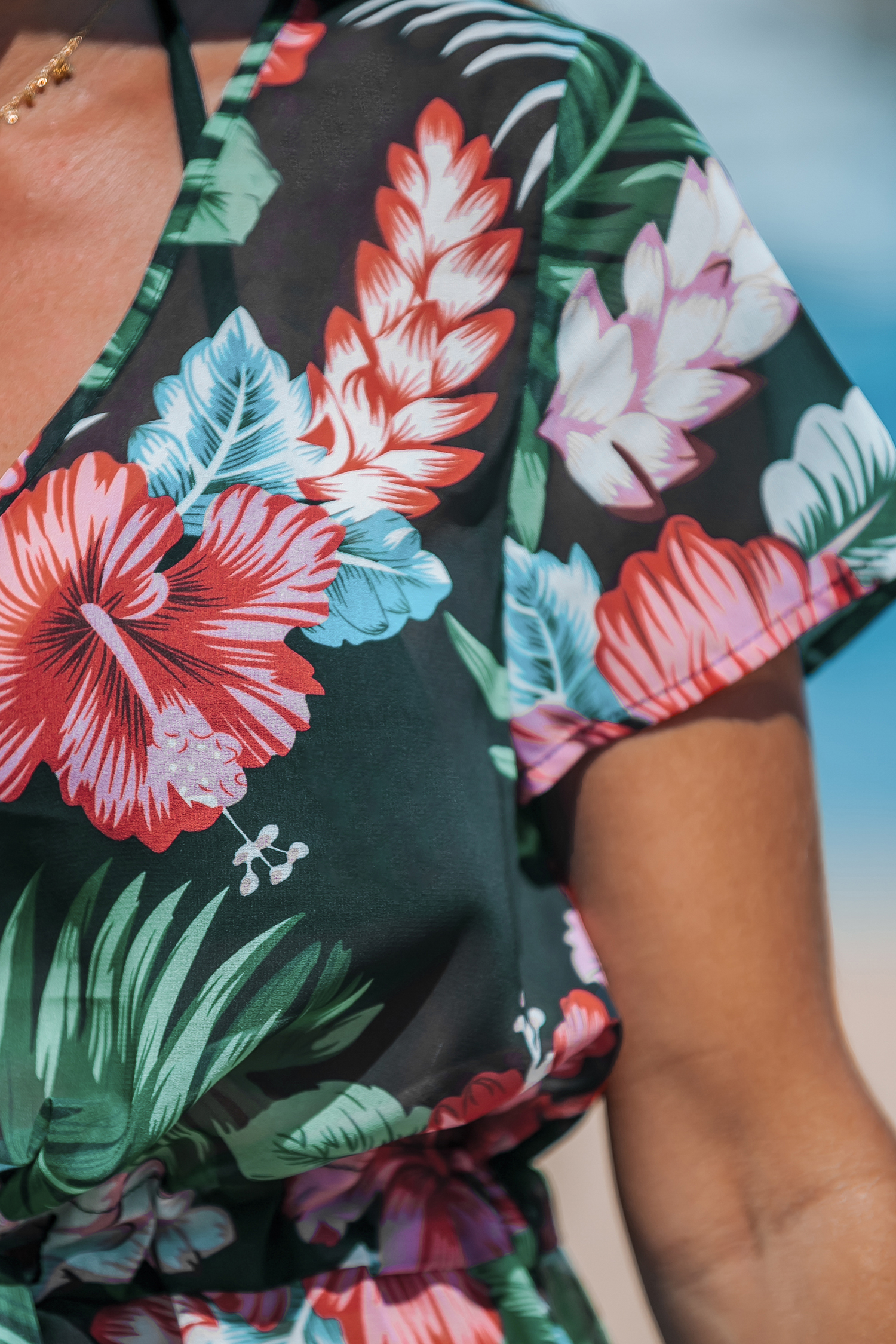 Robe cover up à manches courtes et taille à nouer