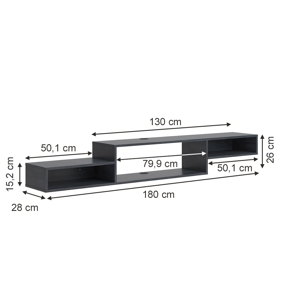 Vicco CD-Regal Drive Schwarz Beton 180 x 26 cm offenes Regal