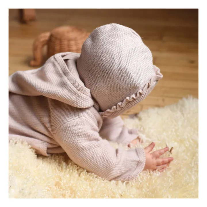 Lililotte Cagoule Laine Tricotée Ambre | Rose pâle