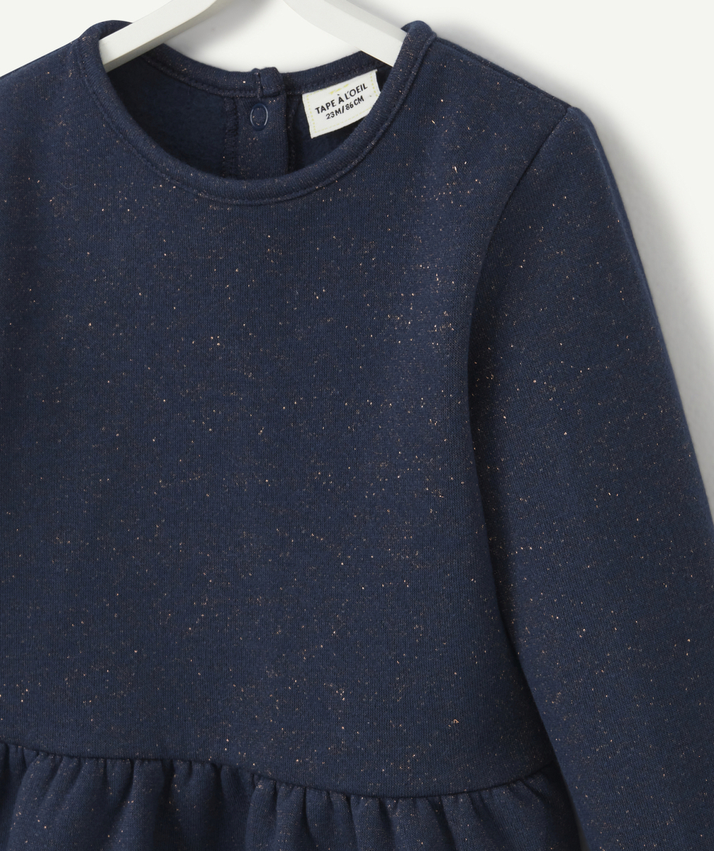 ROBE BÉBÉ FILLE EN FIBRES RECYCLÉES BLEU MARINE À PAILLETTES