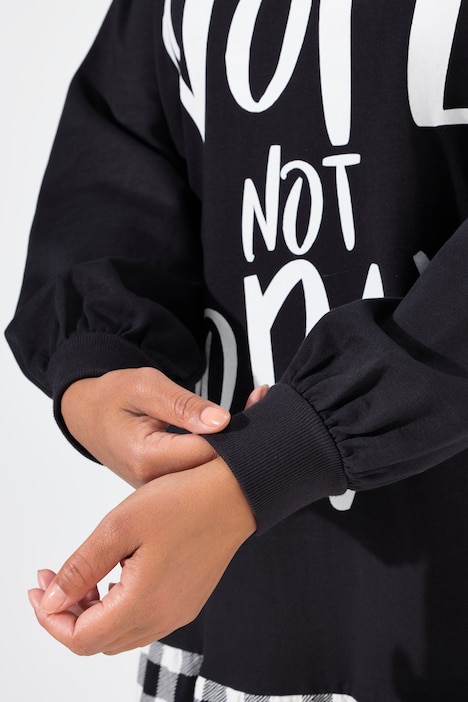 Long-Sweatshirt, Statement-Print, Karo-Volant