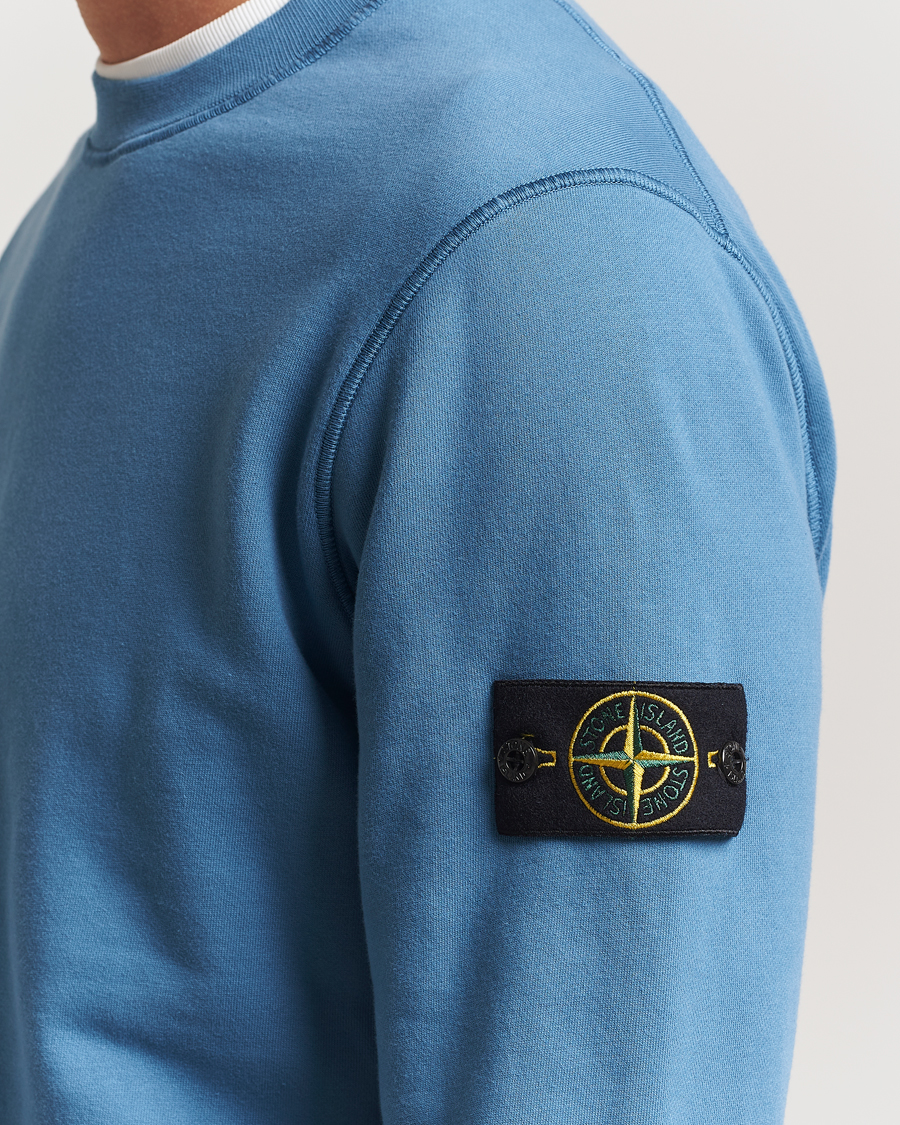 Stone Island Garment Dyed Fleece Sweatshirt Blue Acciaio