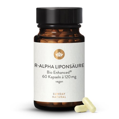 Sunday Natural Products  R-Alpha Liponsäure Vegan HochdosiertBio Enhanced ®