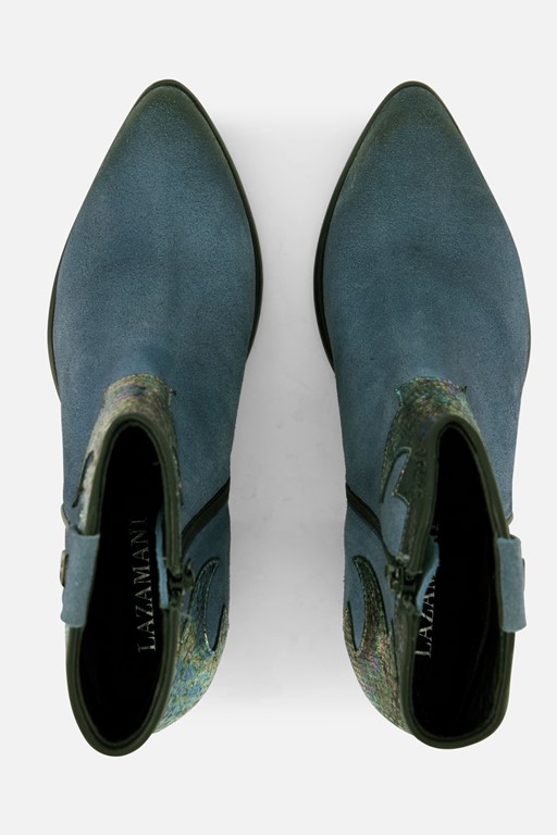 Lazamani Cowboylaarzen blauw Leer