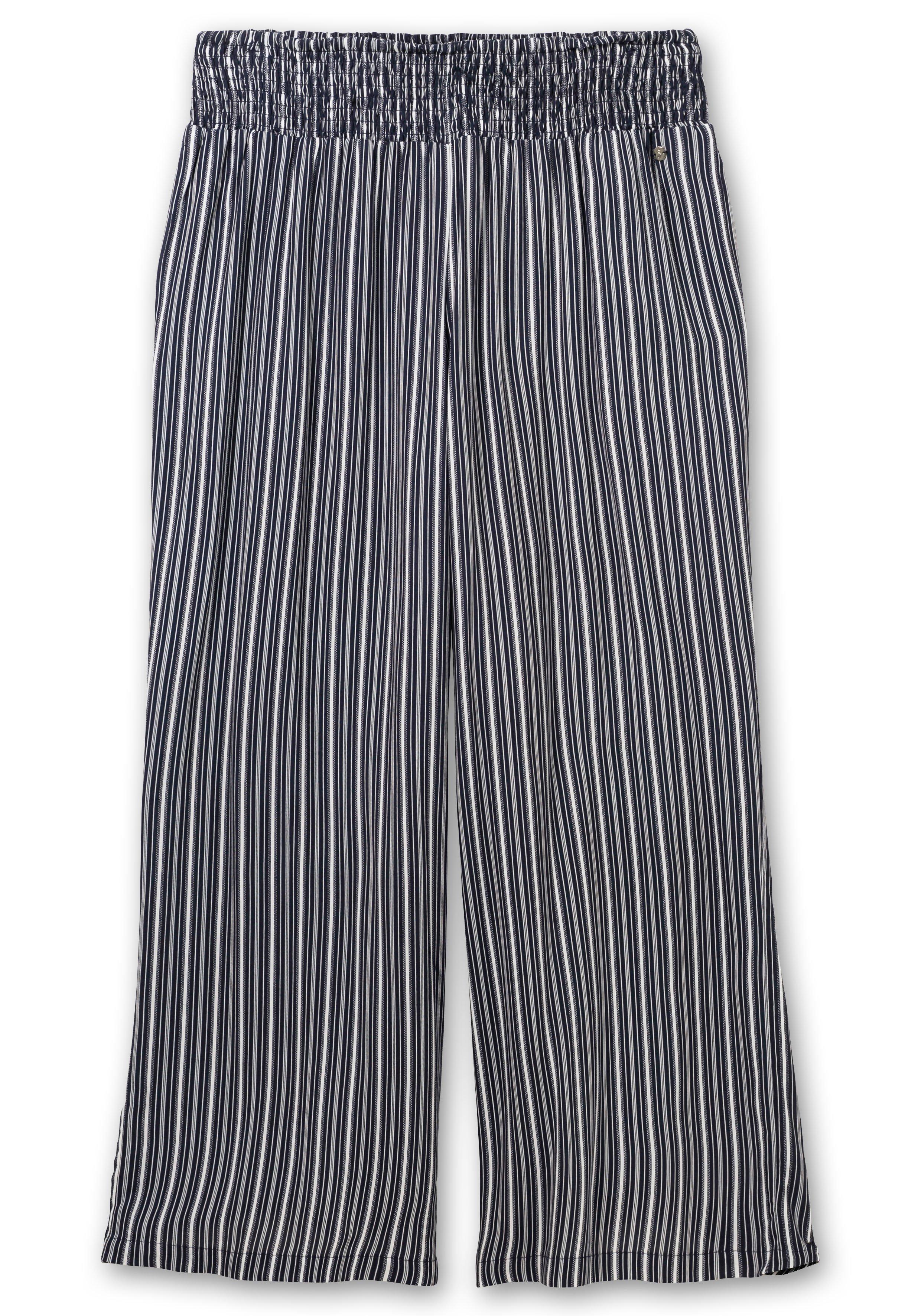Gestreifte Hose mit weitem Bein und Smokbund