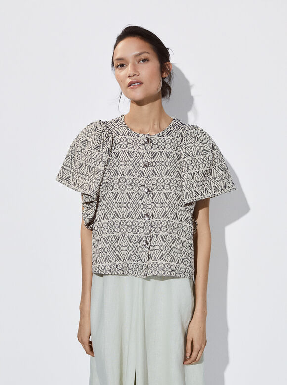 Blusa geométrica em jacquard - Multicor