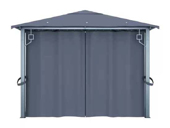 Tonnelle avec rideau et lumières LED 4x3 m Anthracite Aluminium