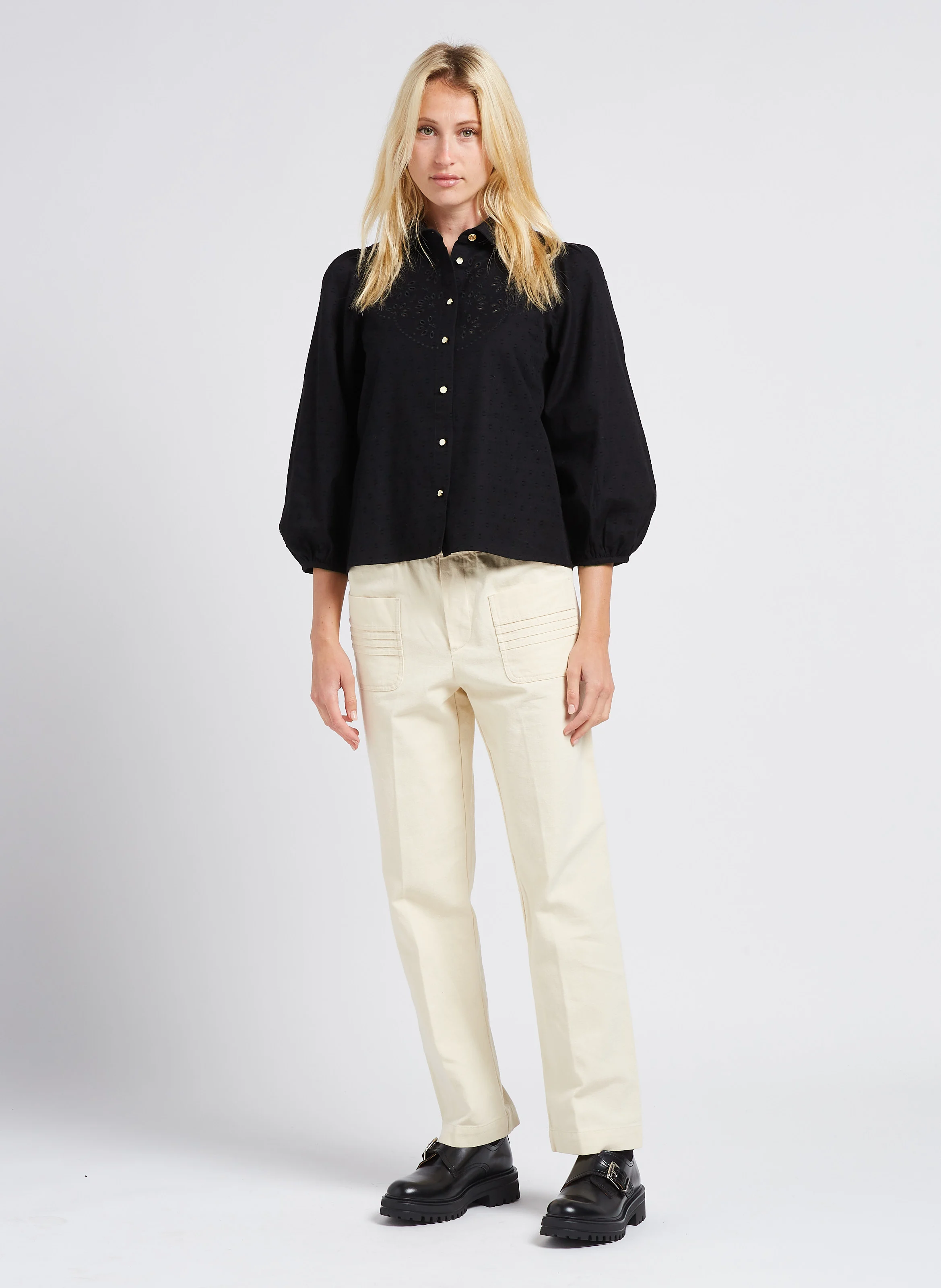 ERNEST - Pantalon droit en coton| Blanc