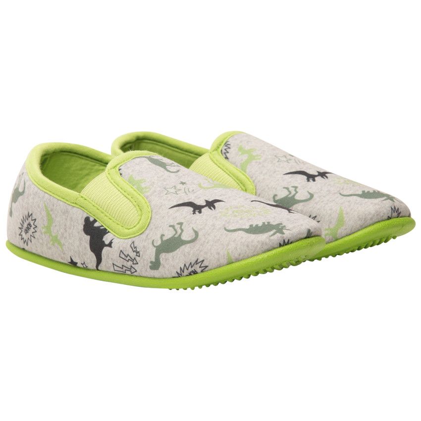Chaussons bas imprimé dinosaures pour garçon - Gris chiné
